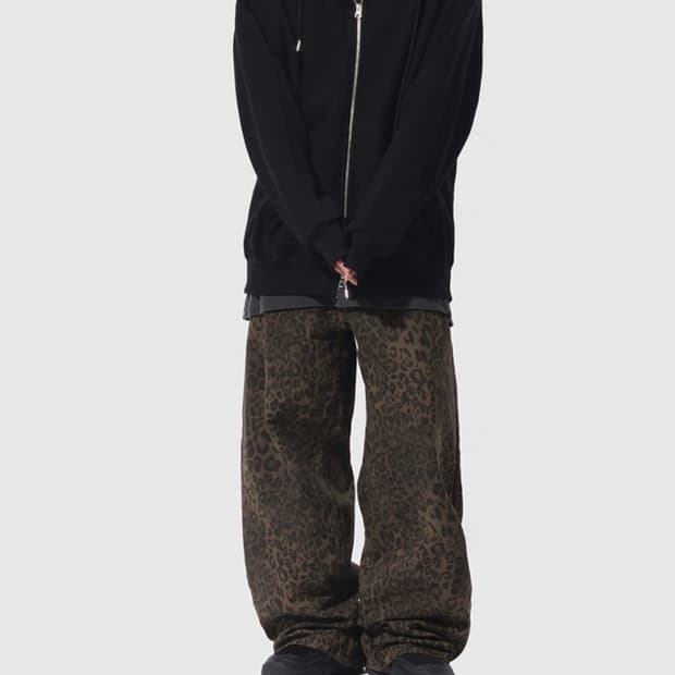 Doz 레오파드 워싱 와이드 팬츠