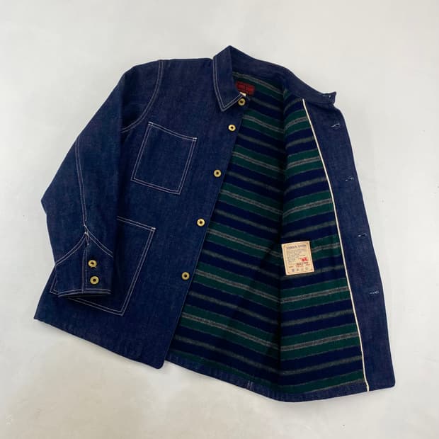 빈티지 블랭킷 포켓 초어 데님 워크 자켓 (100)
