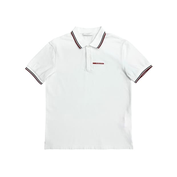 프라다 화이트 반팔 카라티 티셔츠 (M)