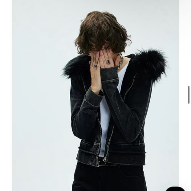 비엑세스 털 후드 (블랙) 팔아요