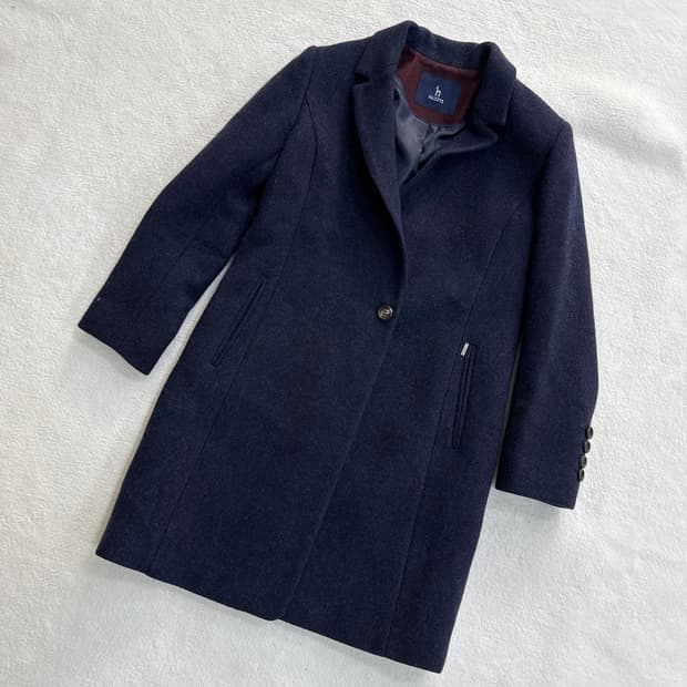 85 헤지스 네이비 울 코트 0327T