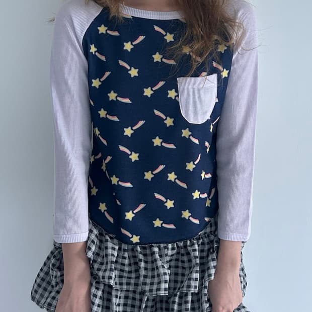 [F.E.E.S] shooting star raglan top navy