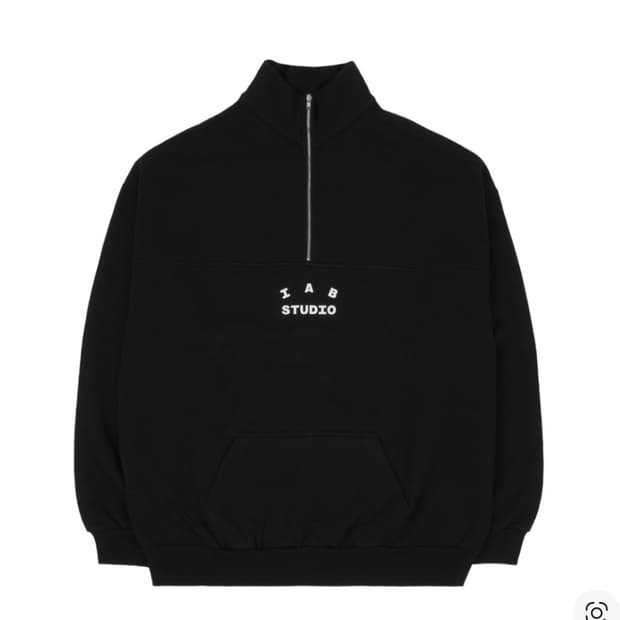 M]중고 아이앱 스튜디오 하프 집업 블랙 화이트
