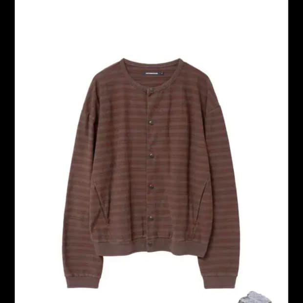 해칭룸 스트라이프 가디건 브라운 레드