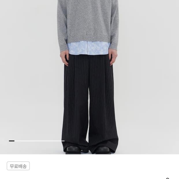 준지 클라우드 스트라이프 배색 브이넥 (라이트그레이 L)