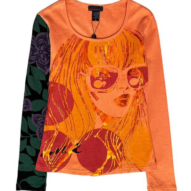 Custo Barcelona 오렌지 그래픽 티셔츠