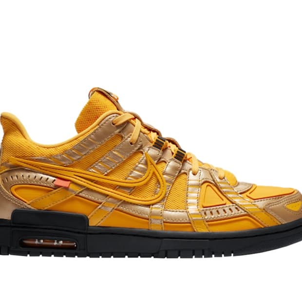 나이키 x 오프화이트 에어 러버 덩크 유니버시티 골드
