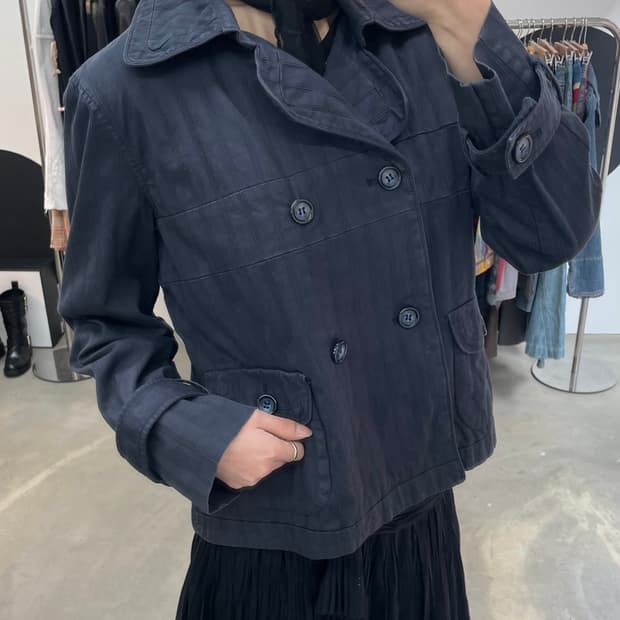vintage 더블버튼 코튼 자켓