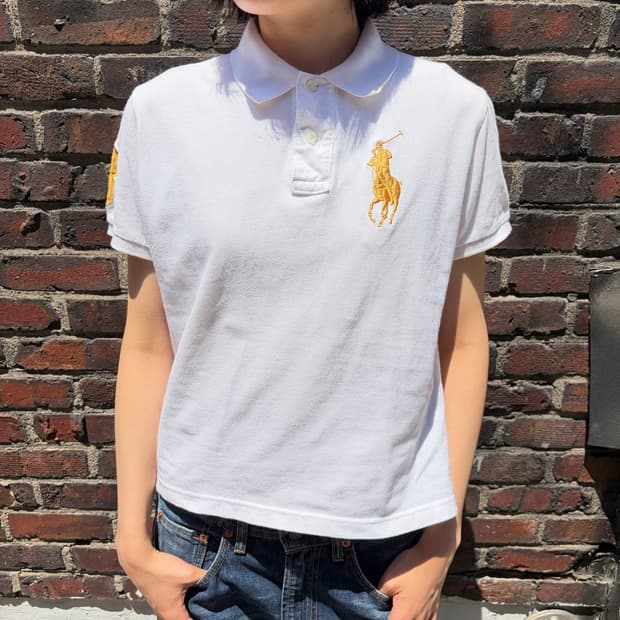 Polo Ralph Lauren 골드 빅포니 넘버링 반팔 카라 티셔츠 L