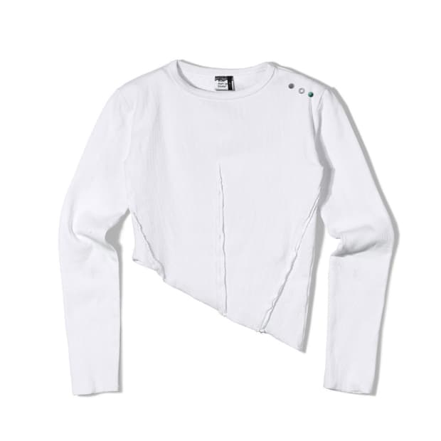 밀크 애쉬 앤드 돌스 오픈 심 에시메트릭 롱 슬리브 화이트 새상품