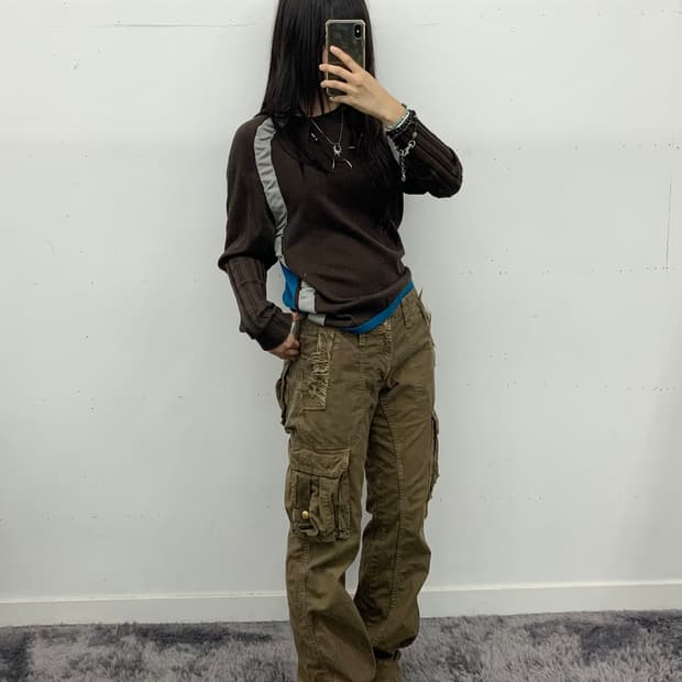 데미지 디테일 카고 팬츠