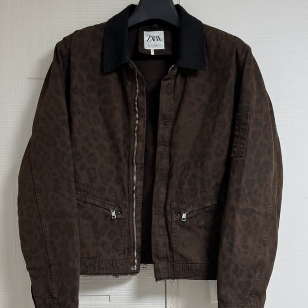 자라 레오파드 블루종 자켓 L