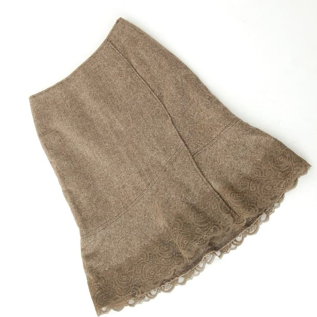 Wool slit lace skirt