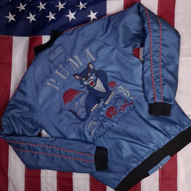 오리지날 푸마 x 미하라 야스히로 블루 자수 수베니어 자켓