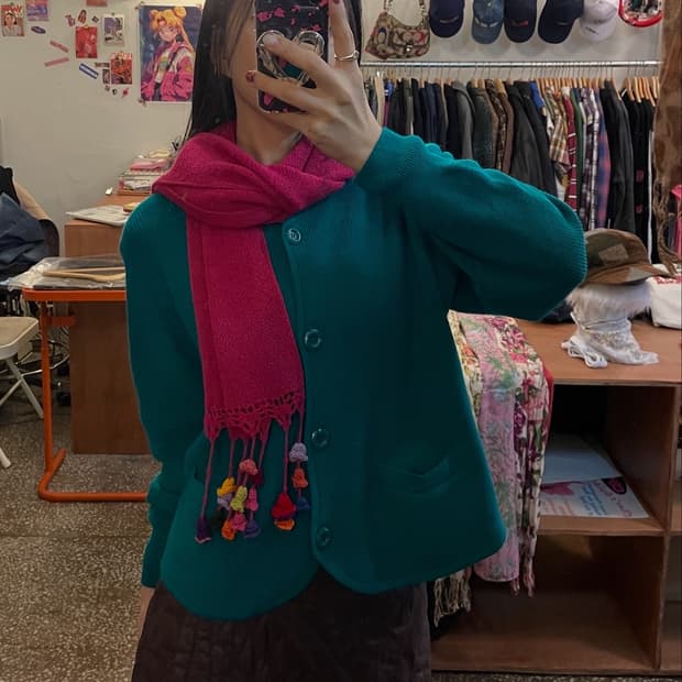 청록 울니트 가디건 [무배] 