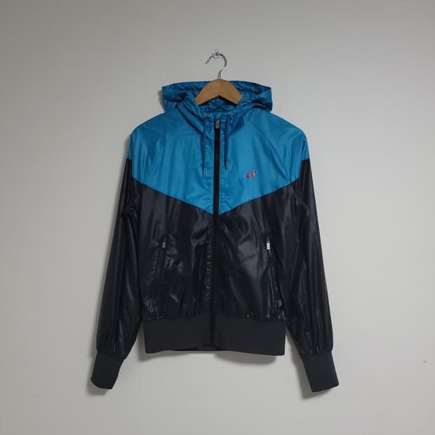 (M) NIKE 나이키 여성 바람막이 블루 블랙 후드 집업