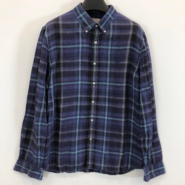 헨리코튼 린넨 100% CAMICIA 체크셔츠 110