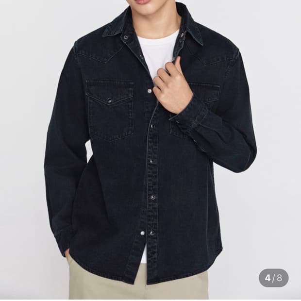 지오다노 블랙 웨스턴 데님 셔츠 L