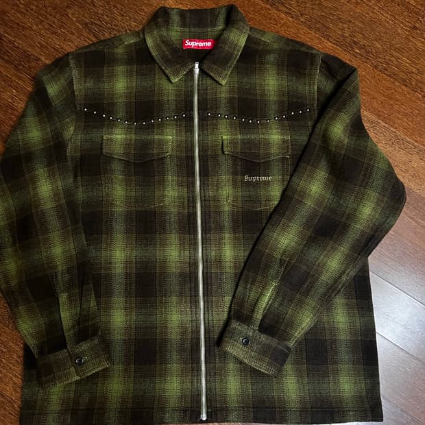 [XL] 슈프림 스터드 플레이드 집업 셔츠