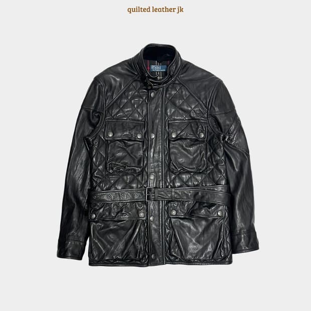 폴로 퀄팅 양가죽 모터사이클 바이커 사파리 자켓 레어