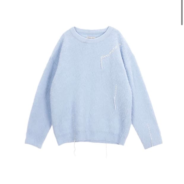 마뗑킴 헤어리 니트 블루