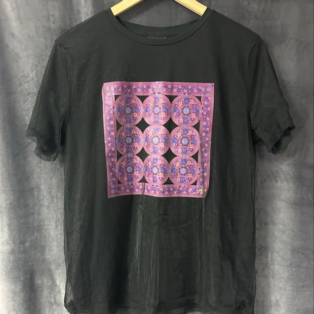 안나수이(ANNA SUI) 플라워 오리엔탈 프린트 메쉬 시스루 반팔 M
