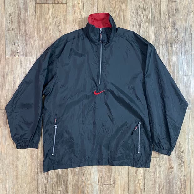 90s 올드스쿨 나이키 나일론 아노락 블랙 L
