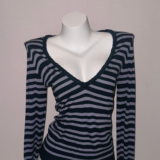 빈티지 스트라이프 레이어드 니트