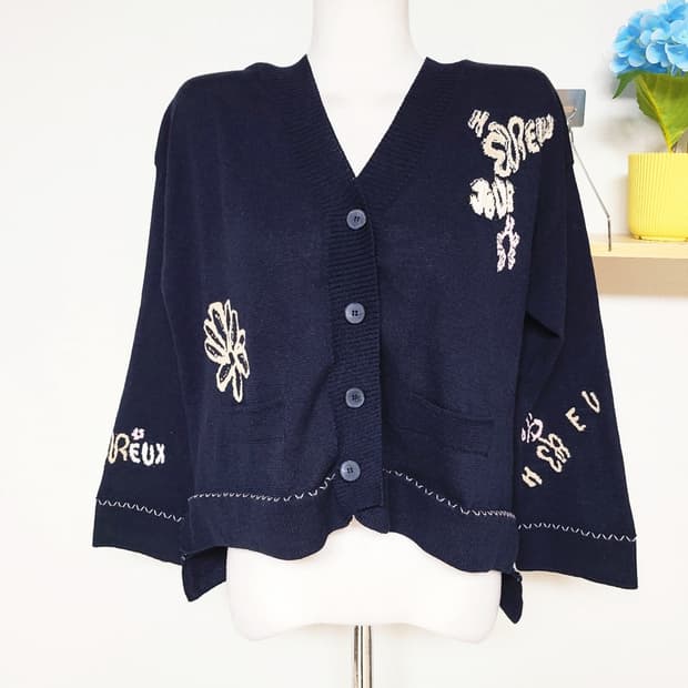 시슬리 55~88 마혼방 22ss 나비가디건 네이비