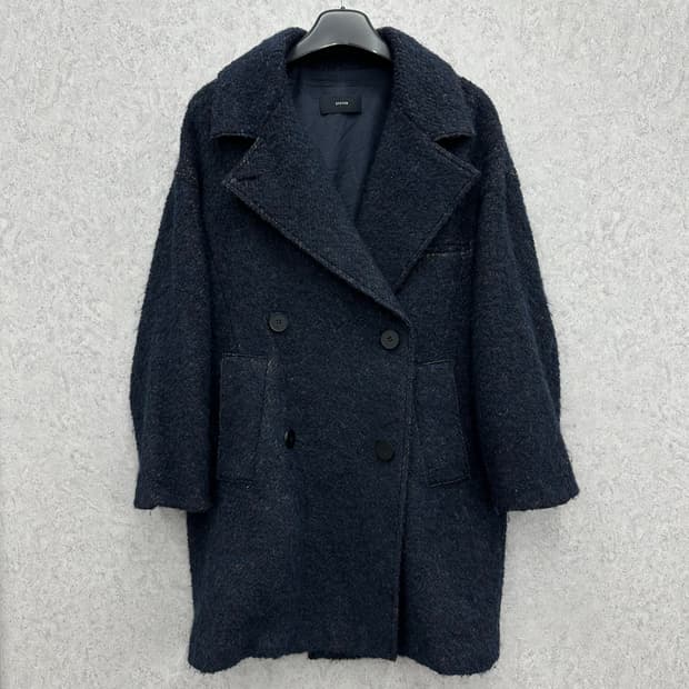 90 한섬 시스템 여자 오버핏 울 모헤어 더블 코트