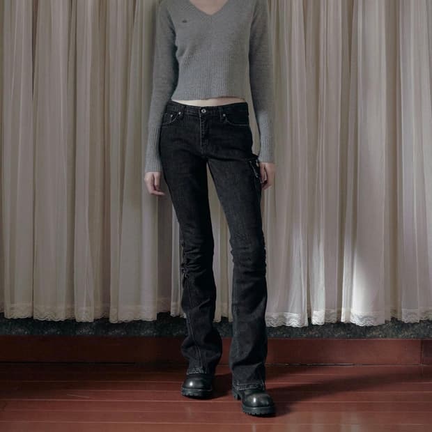 [L] 보헤미안서울 스노우 워시드 셔링 부츠컷 팬츠