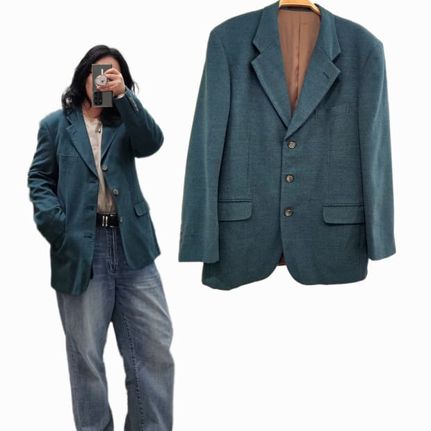 90's Daniel Cremieux 청록 캐시울 자켓