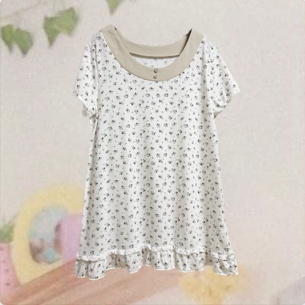 빈티지 잔꽃 플라워 모리걸 모리룩 반팔 원피스 블라우스