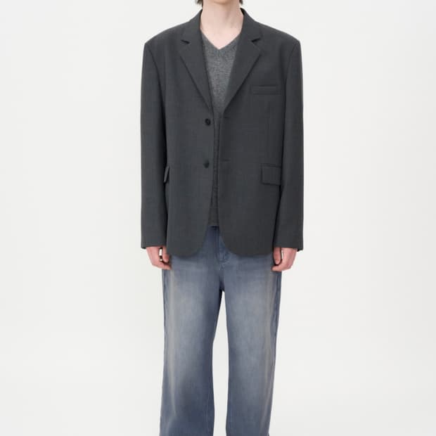 인사일런스 오버사이즈 울 블레이저(Dark grey) (M)