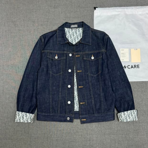 디올 오블리크 로우 코튼 블루종 데님자켓