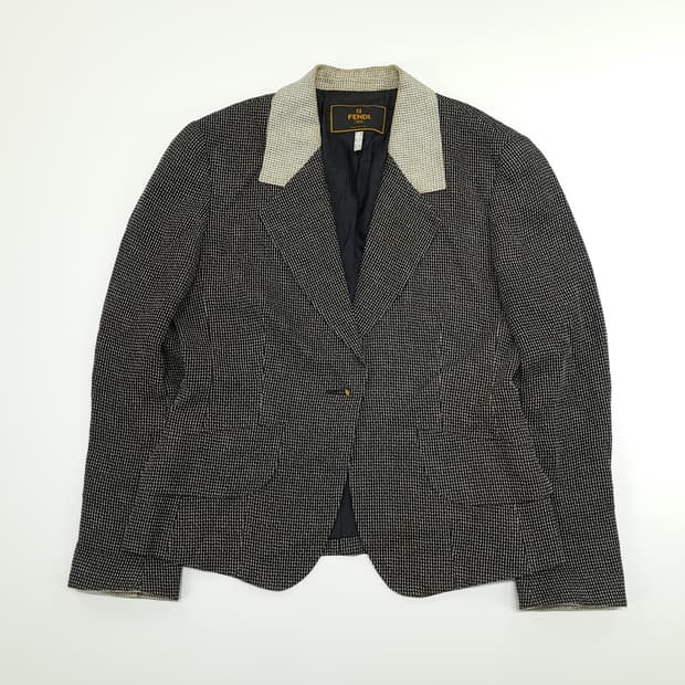 CN910 L 펜디 투톤 카라 빈티지 자켓 블레이저