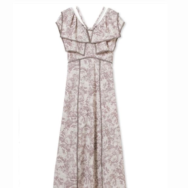 snidel 스나이델 러플 칼라 파이핑 원피스 /스나계 양산형 양지뢰