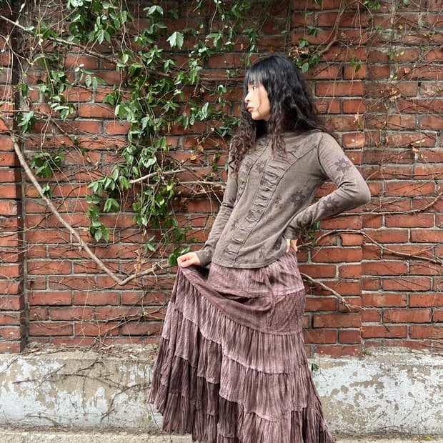 그런지 히피무드 타이다이 롱스커트