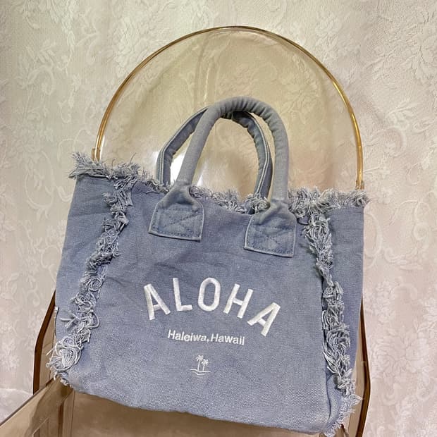     ALOHA DAY HALEIWA 프린지 캔버스 토트백