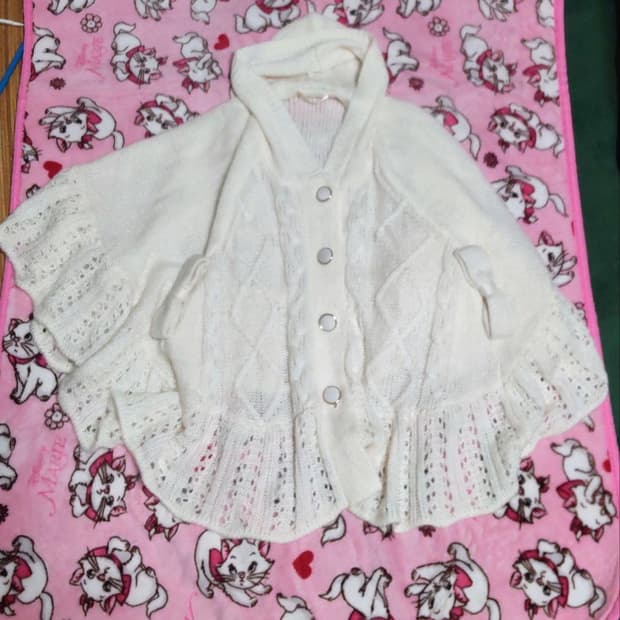 리즈리사 리즈멜로 리본 후드 판초 케이프 코트 m