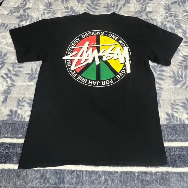 00s 스투시 자메이카 피스 로고 반팔 티셔츠 올드스쿨 빈티지