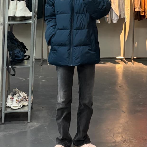 몽벨 청록 후드 패딩 A3129