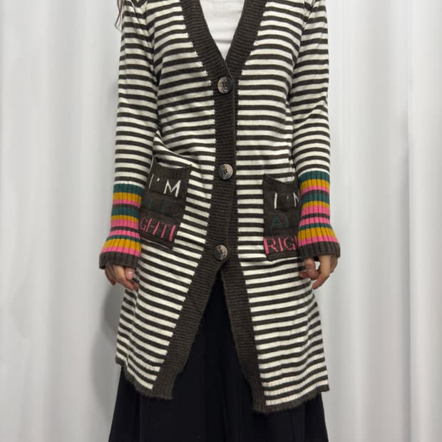 brown stripe design cardigan