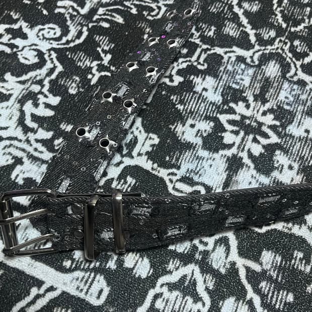 별 포인트 아일렛 블랙 벨트 (새상품)