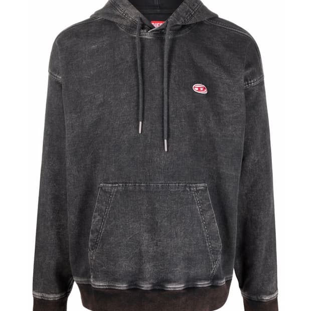 L 디젤 데님로고패치 후드티