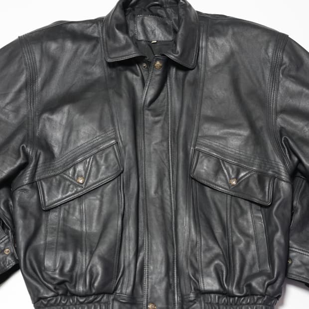 [JPN] Black Leather Blouson Jacket