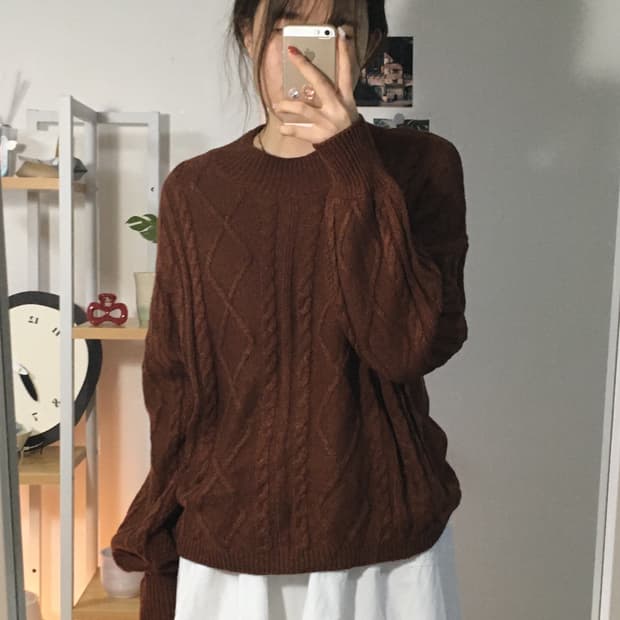 초코코지 꽈배기 니트