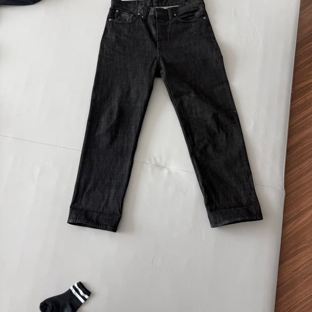 아웃스탠딩 40s 셀비지 블랙 데님 L