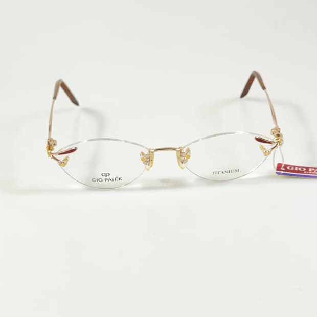 GIO PATEK 골드 티타늄 오벌 무테 빈티지 안경