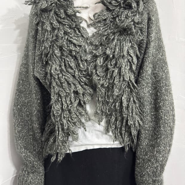 jeanisis grunge fur knit cardigan